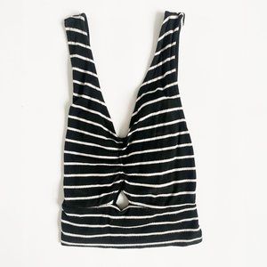 Windsor strappy striped crop top with keyhole and tie back
